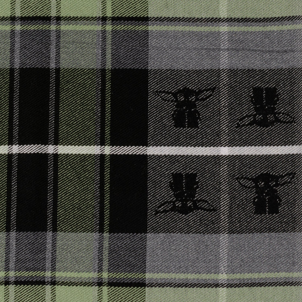 Star Wars Grogu Green and Black Plaid Merino Wool Scarf - Image 3
