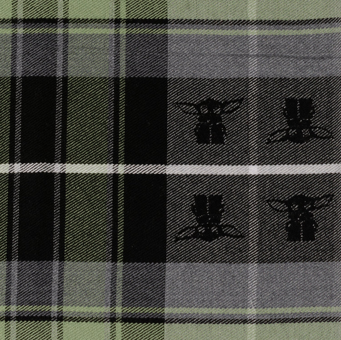 Star Wars Grogu Green and Black Plaid Merino Wool Scarf - Image 3