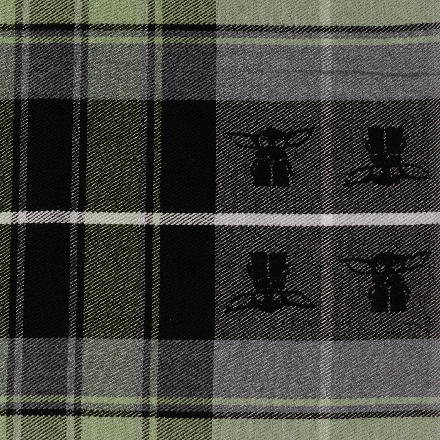 Star Wars Grogu Green and Black Plaid Merino Wool Scarf - Image 3