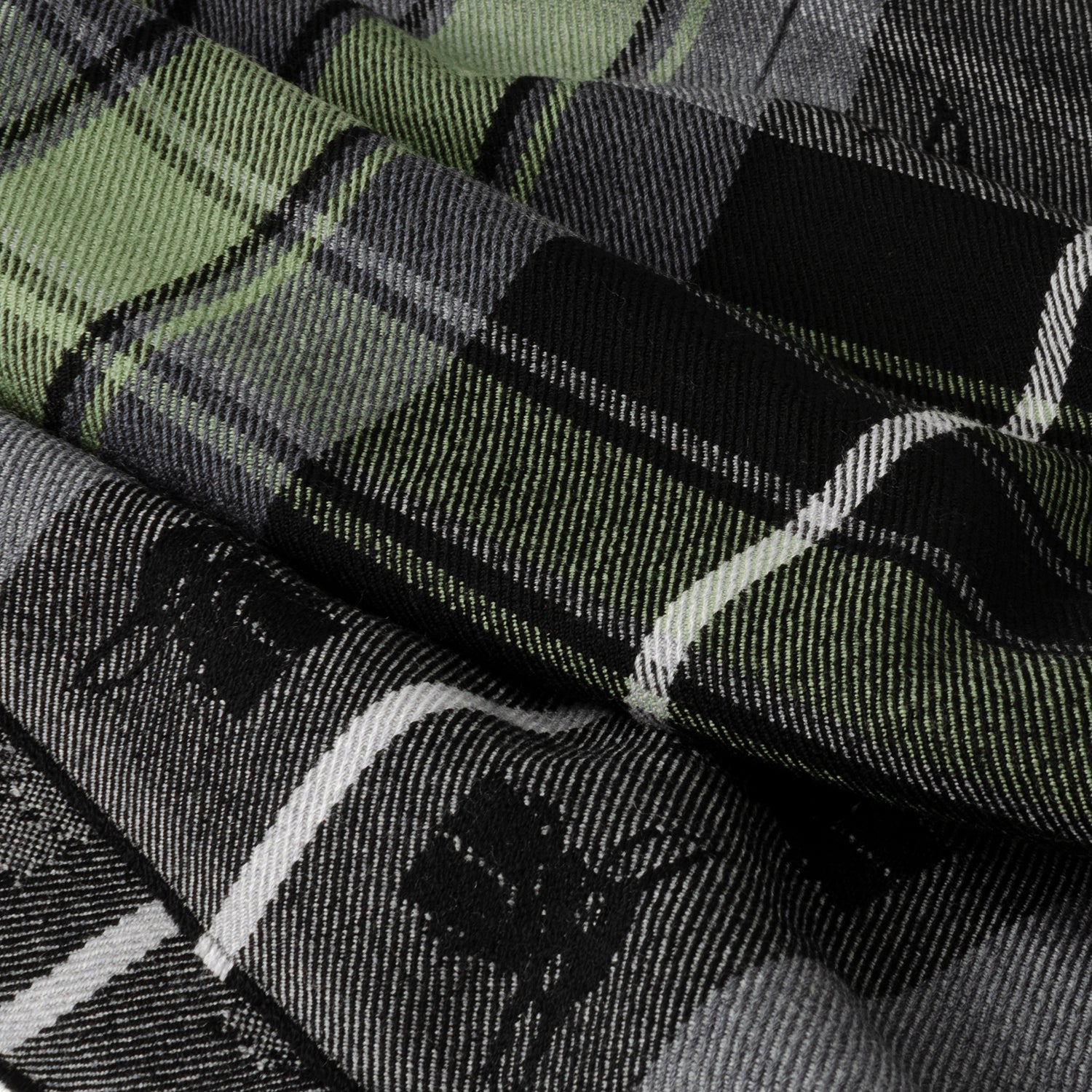 Star Wars Grogu Green and Black Plaid Merino Wool Scarf - Image 4