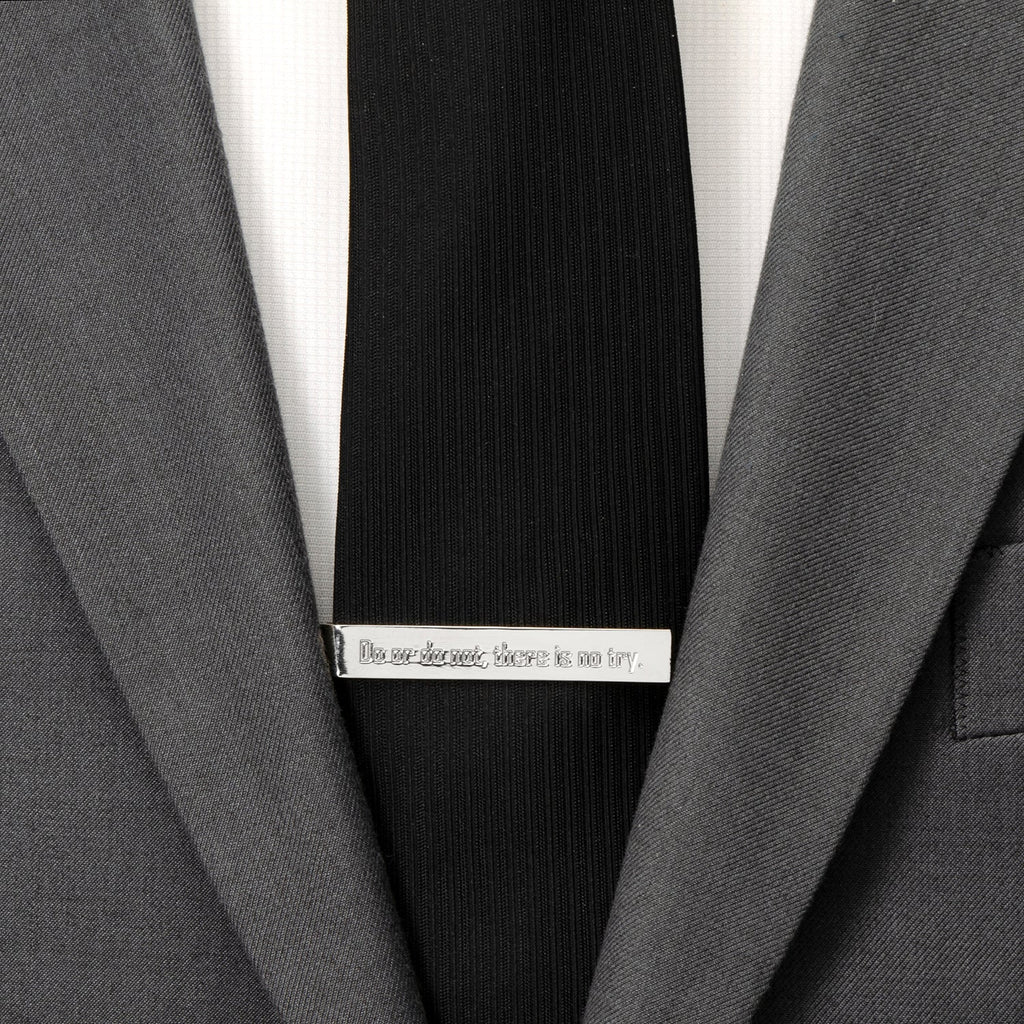 Star Wars Yoda Do or Do Not Silver Tone Engraved Tie Bar - Image 2