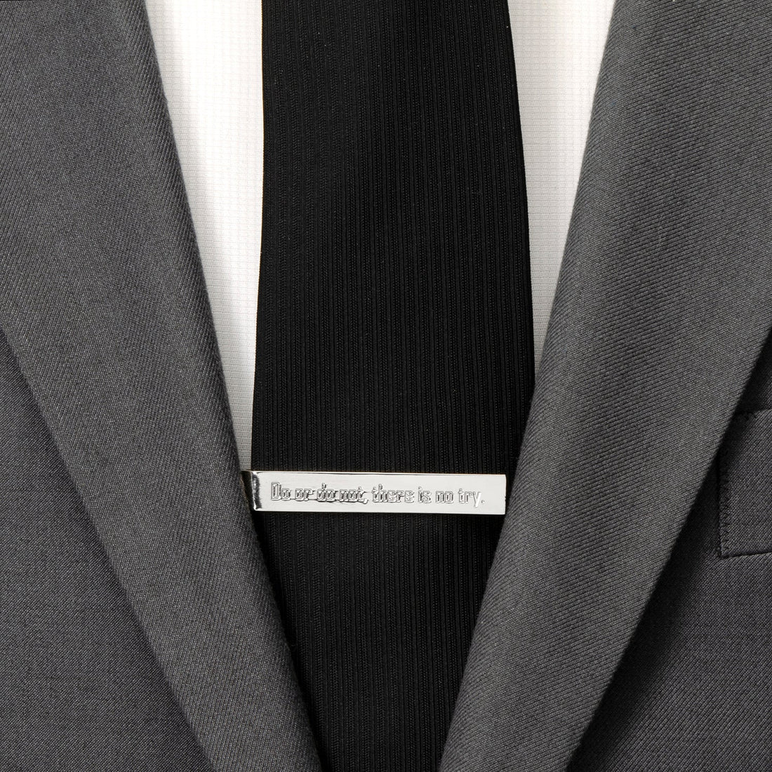 Star Wars Yoda Do or Do Not Silver Tone Engraved Tie Bar - Image 2