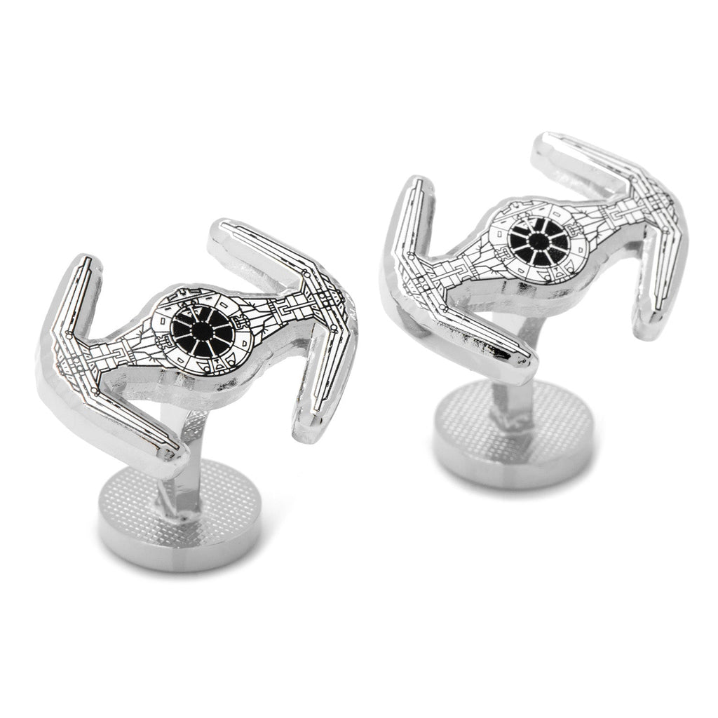 Star Wars TIE Fighter Cufflinks in Polished Silver Tone - Image 2