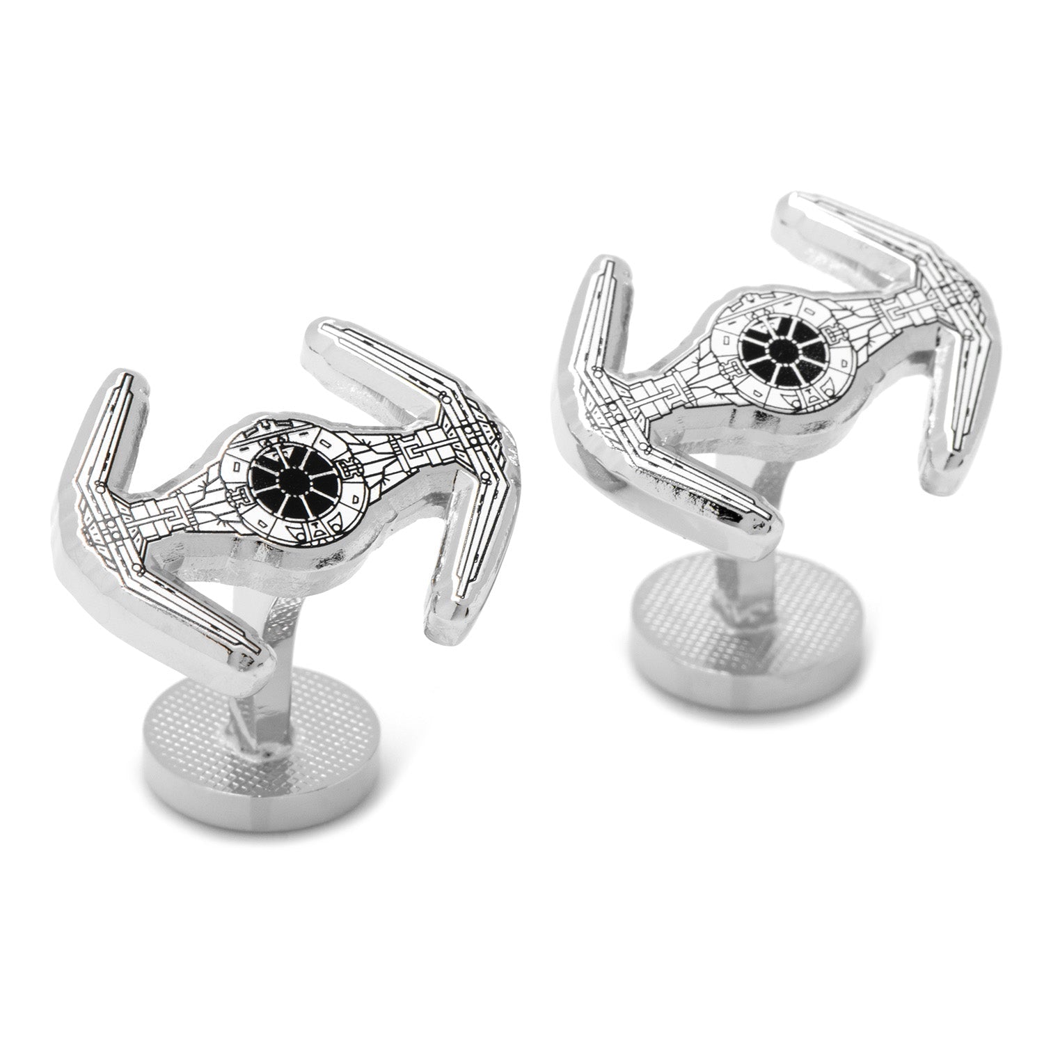 Star Wars TIE Fighter Cufflinks in Polished Silver Tone - Image 2