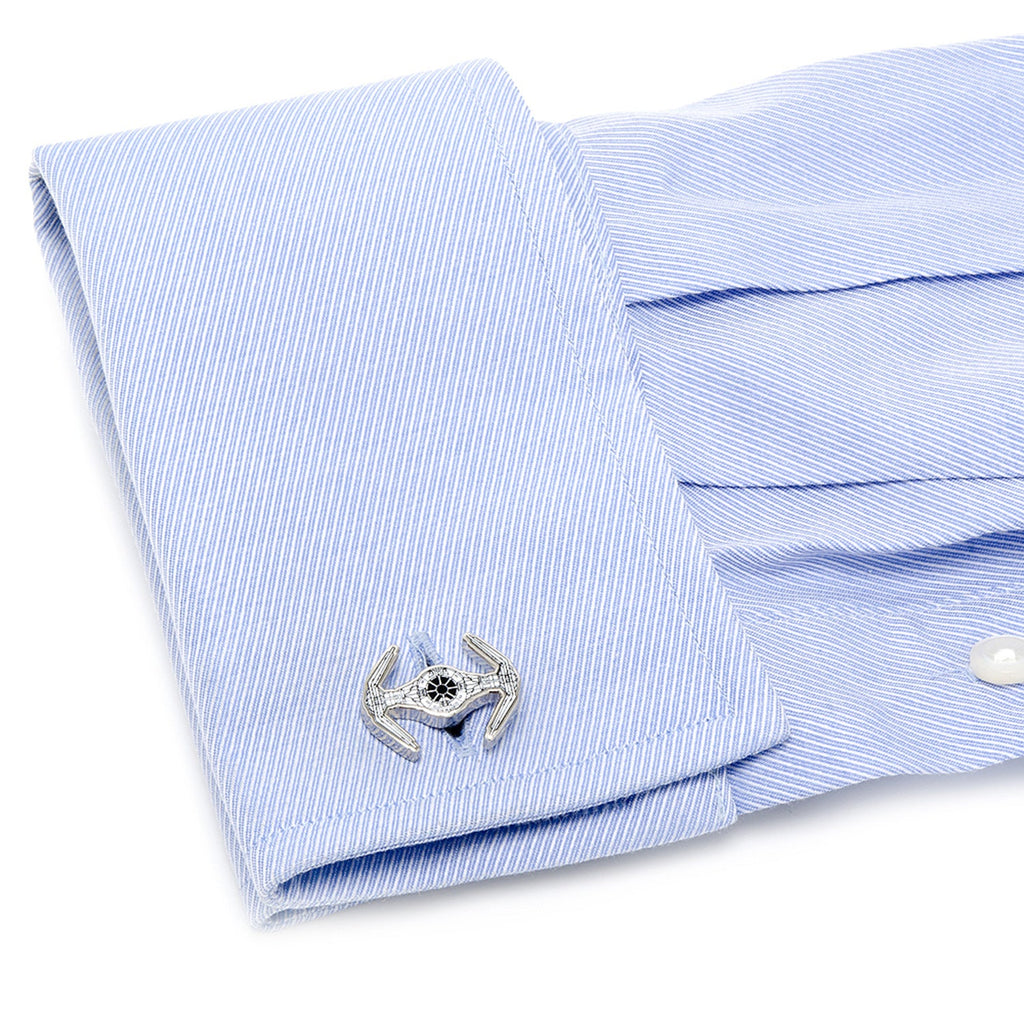 Star Wars TIE Fighter Cufflinks in Polished Silver Tone - Image 4