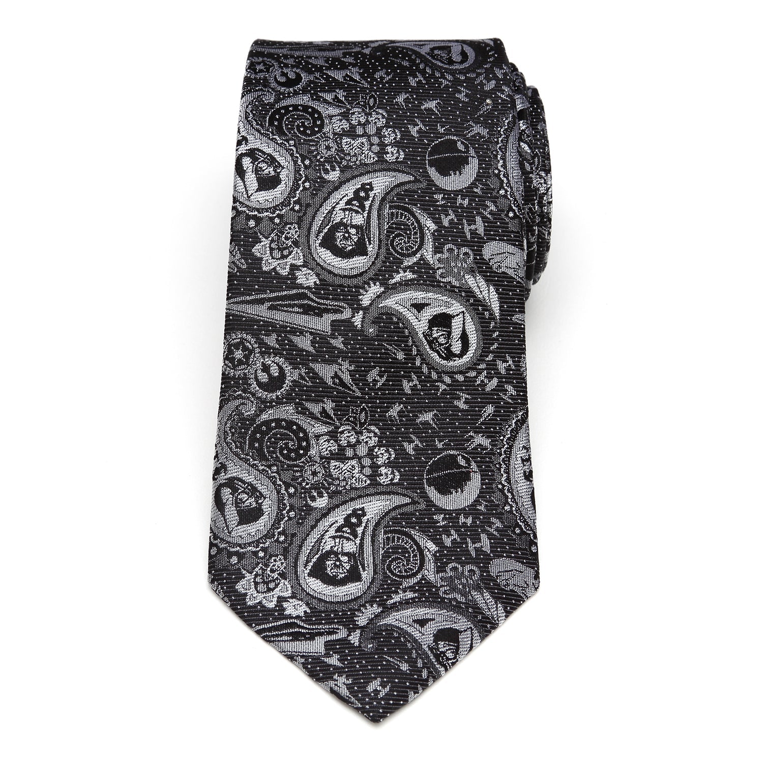 Star Wars Darth Vader Paisley Necktie in Black and White Silk - Image 3