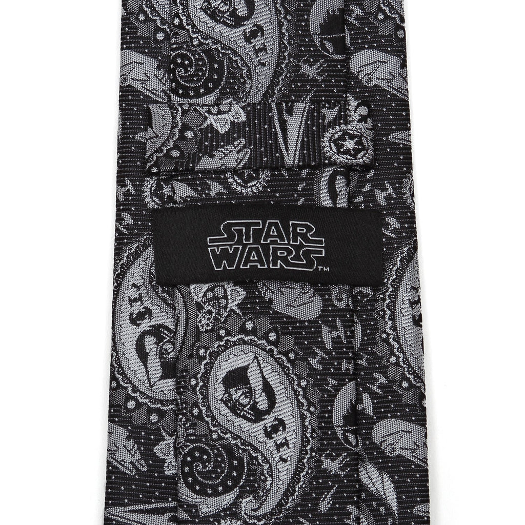 Star Wars Darth Vader Paisley Necktie in Black and White Silk - Image 4