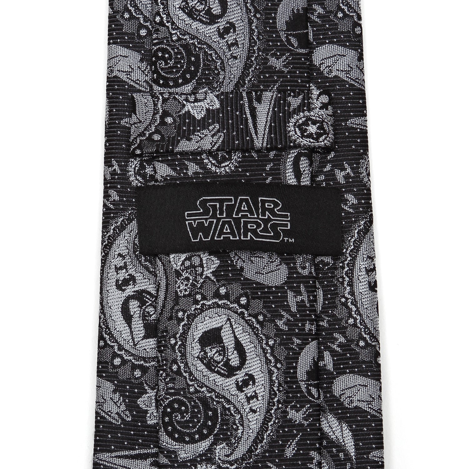 Star Wars Darth Vader Paisley Necktie in Black and White Silk - Image 4