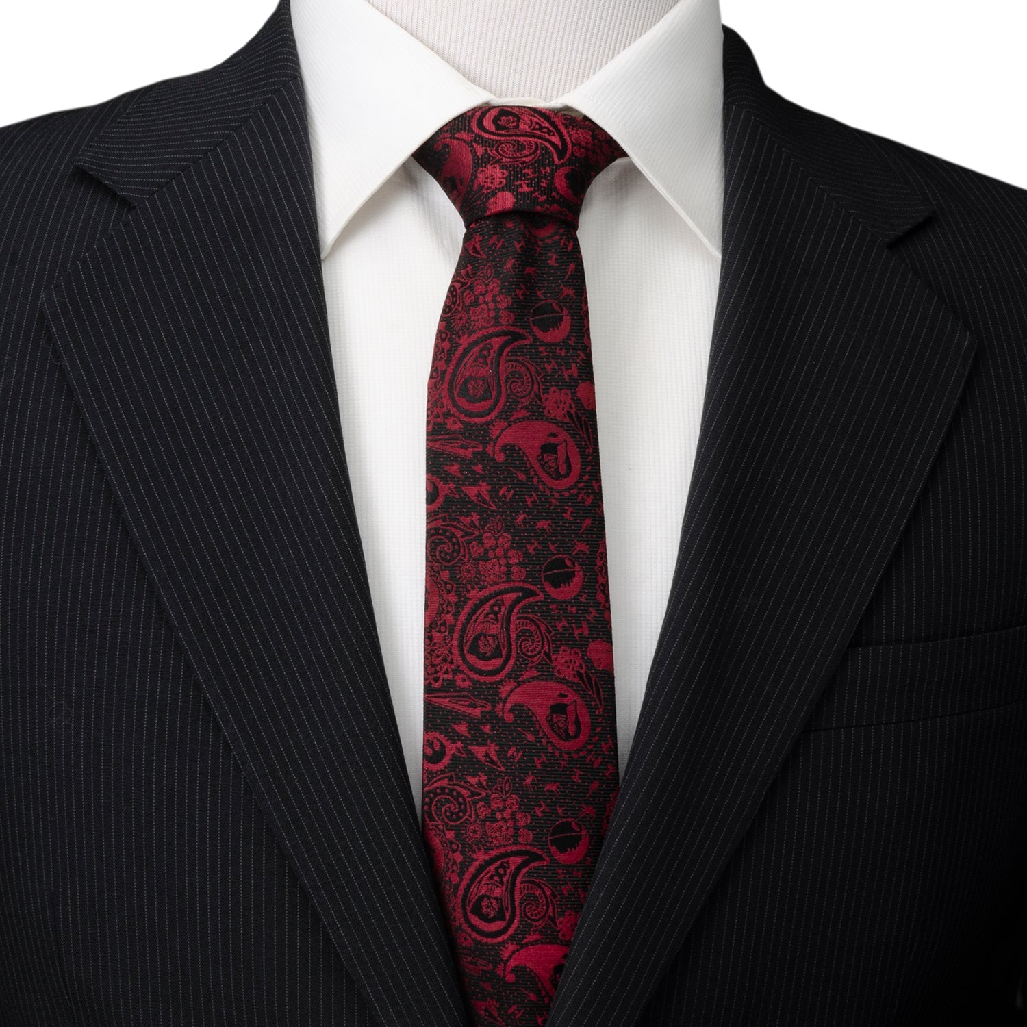 Star Wars Darth Vader Paisley Silk Tie in Black and Red - Image 2