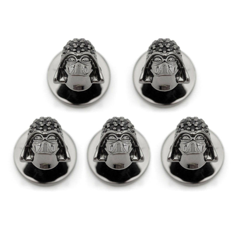 Set of five Star Wars Darth Vader tuxedo studs in gunmetal with black pavé crystals