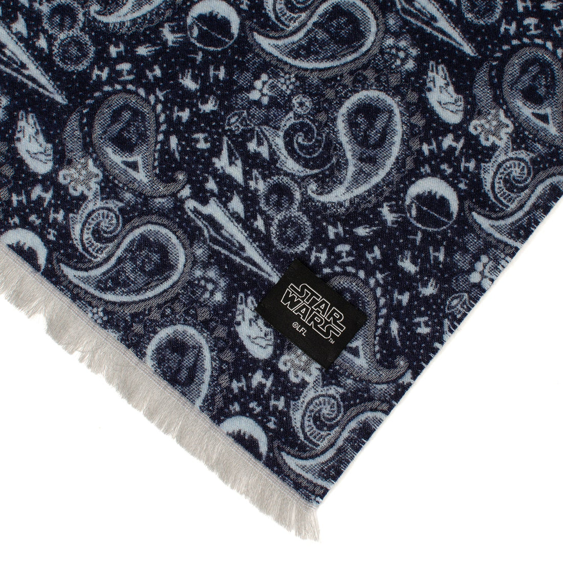 Star Wars Darth Vader Paisley Scarf in Blue and Gray Merino Wool - Image 5
