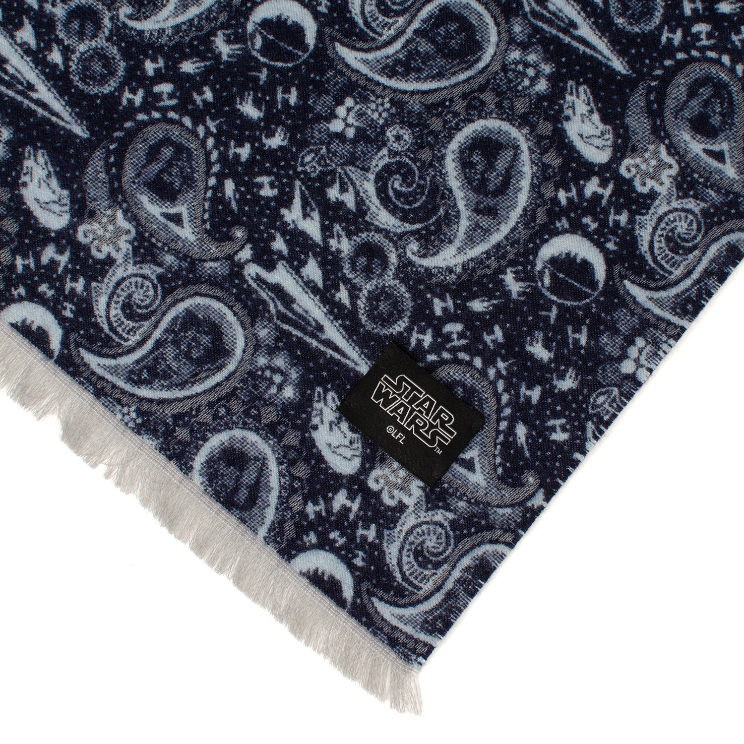 Star Wars Darth Vader Paisley Scarf in Blue and Gray Merino Wool - Image 5