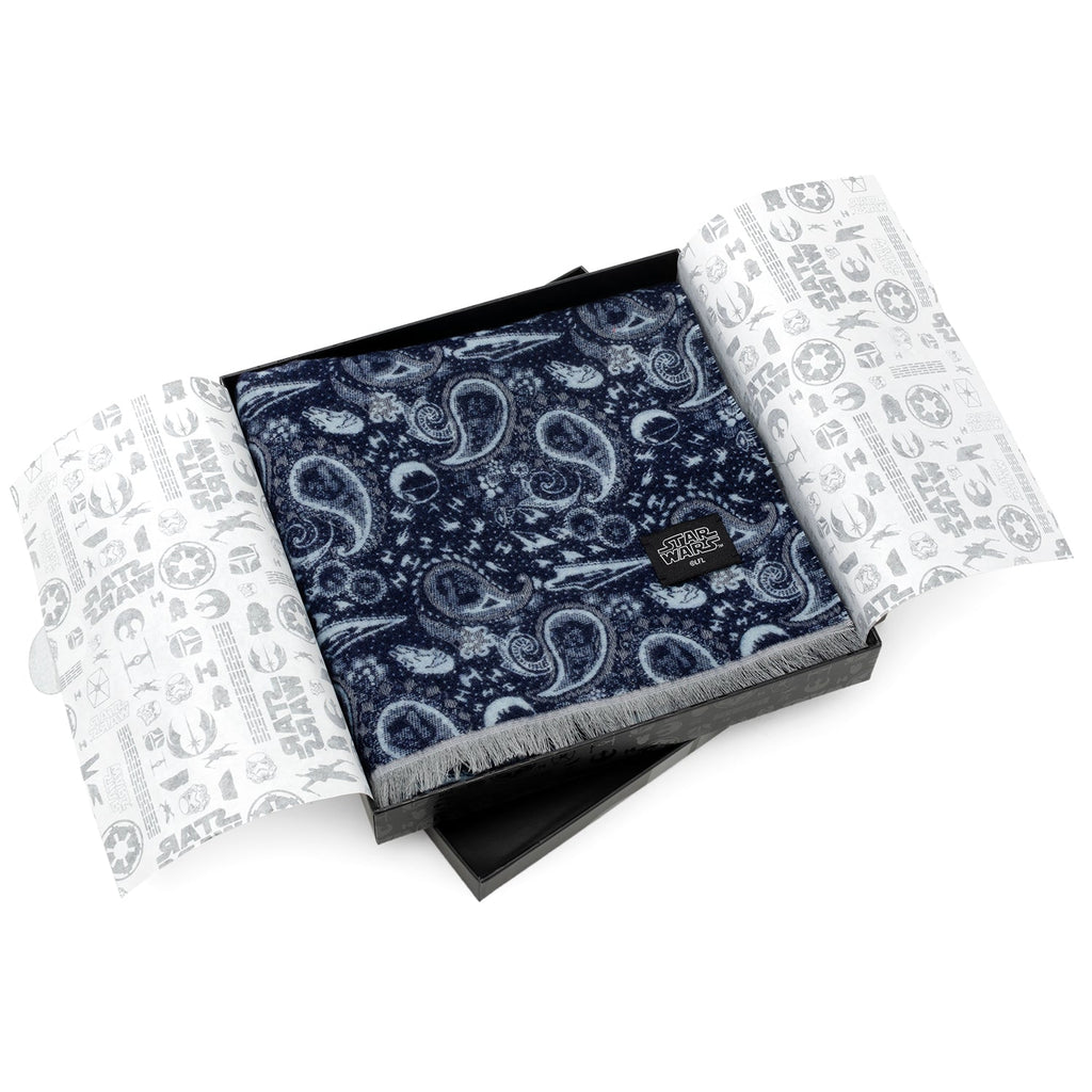 Star Wars Darth Vader Paisley Scarf in Blue and Gray Merino Wool - Image 6