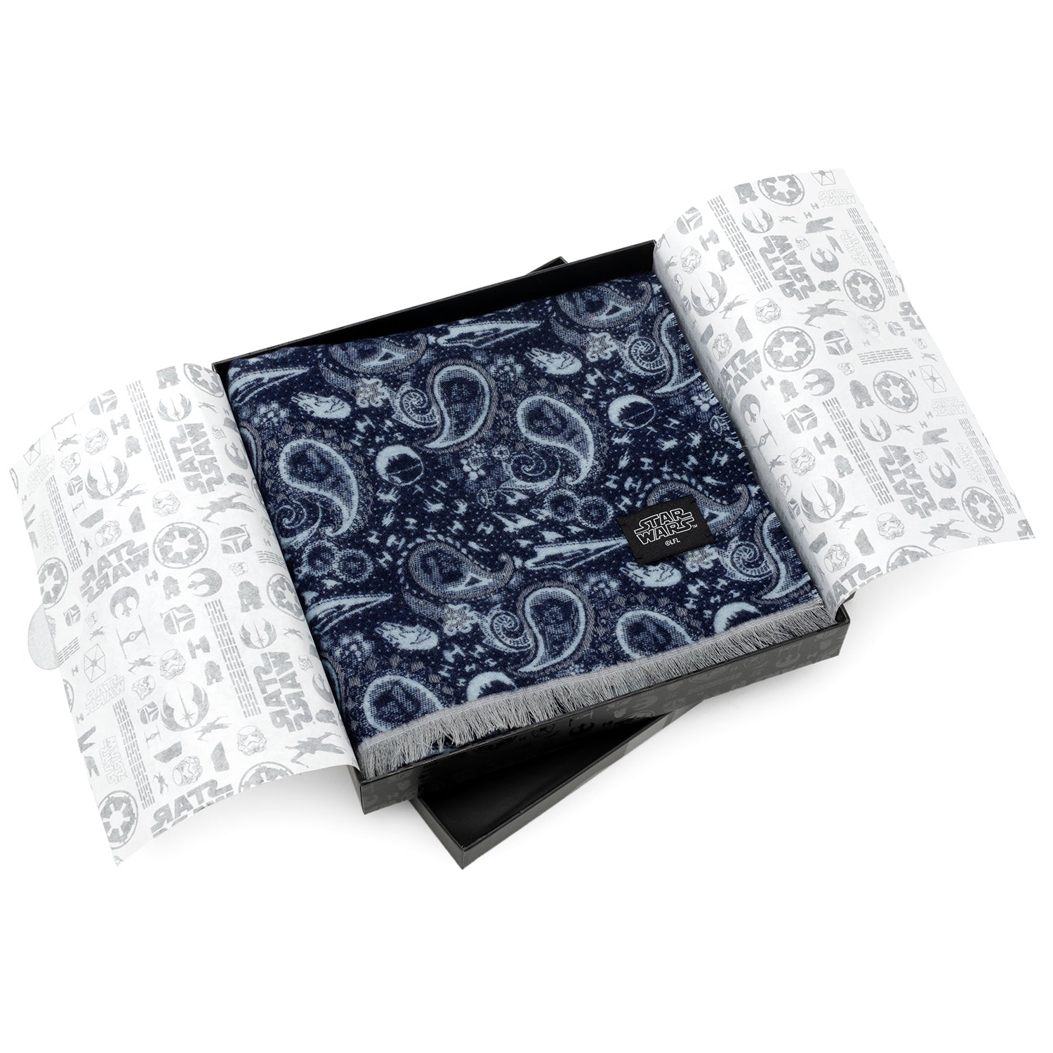 Star Wars Darth Vader Paisley Scarf in Blue and Gray Merino Wool - Image 6