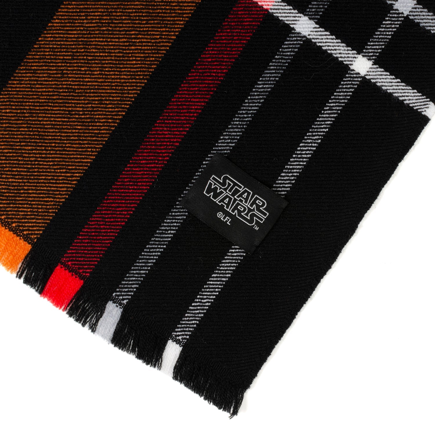 Star Wars Darth Vader Black and Orange Tartan Wool Scarf - Image 5
