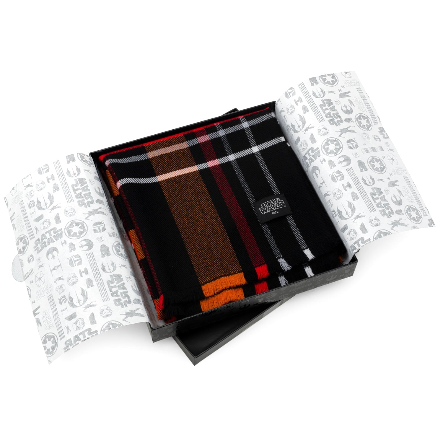 Star Wars Darth Vader Black and Orange Tartan Wool Scarf - Image 6