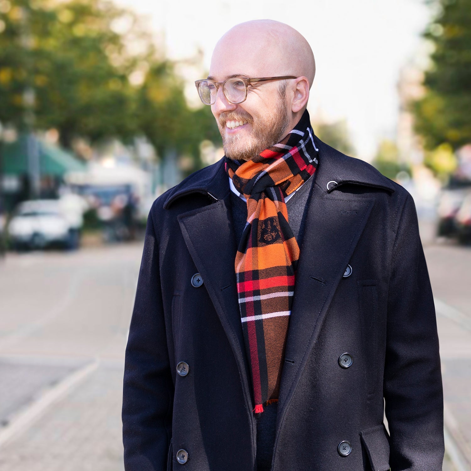 Star Wars Darth Vader Black and Orange Tartan Wool Scarf - Image 7