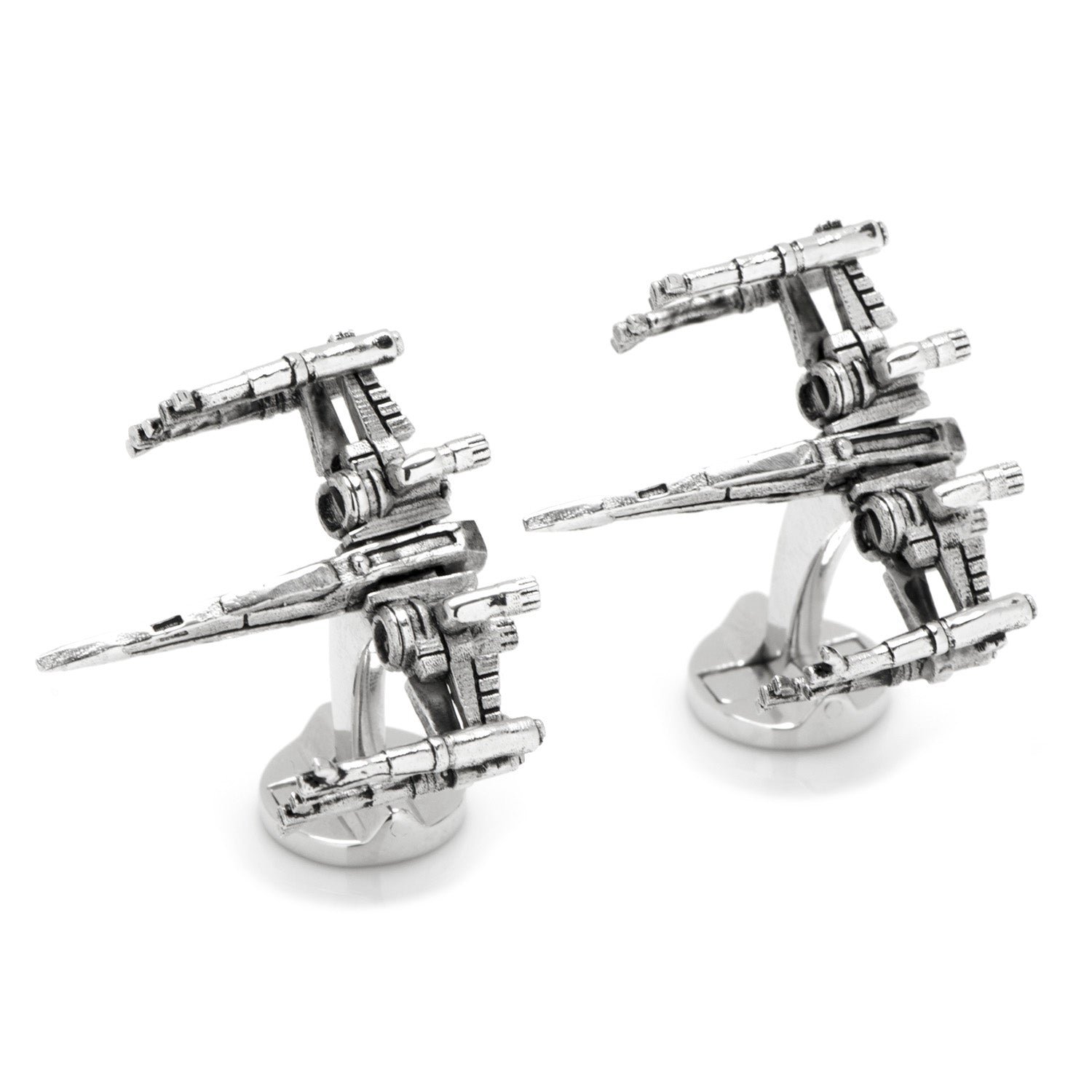 Star Wars X-Wing 3D Cufflinks with Moving Wings Silver Tone - Image 2