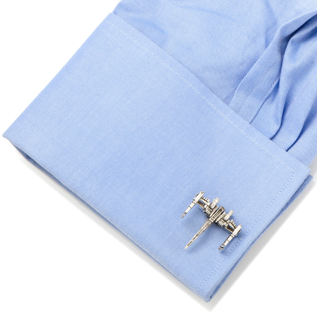 Star Wars X-Wing 3D Cufflinks with Moving Wings Silver Tone - Image 3