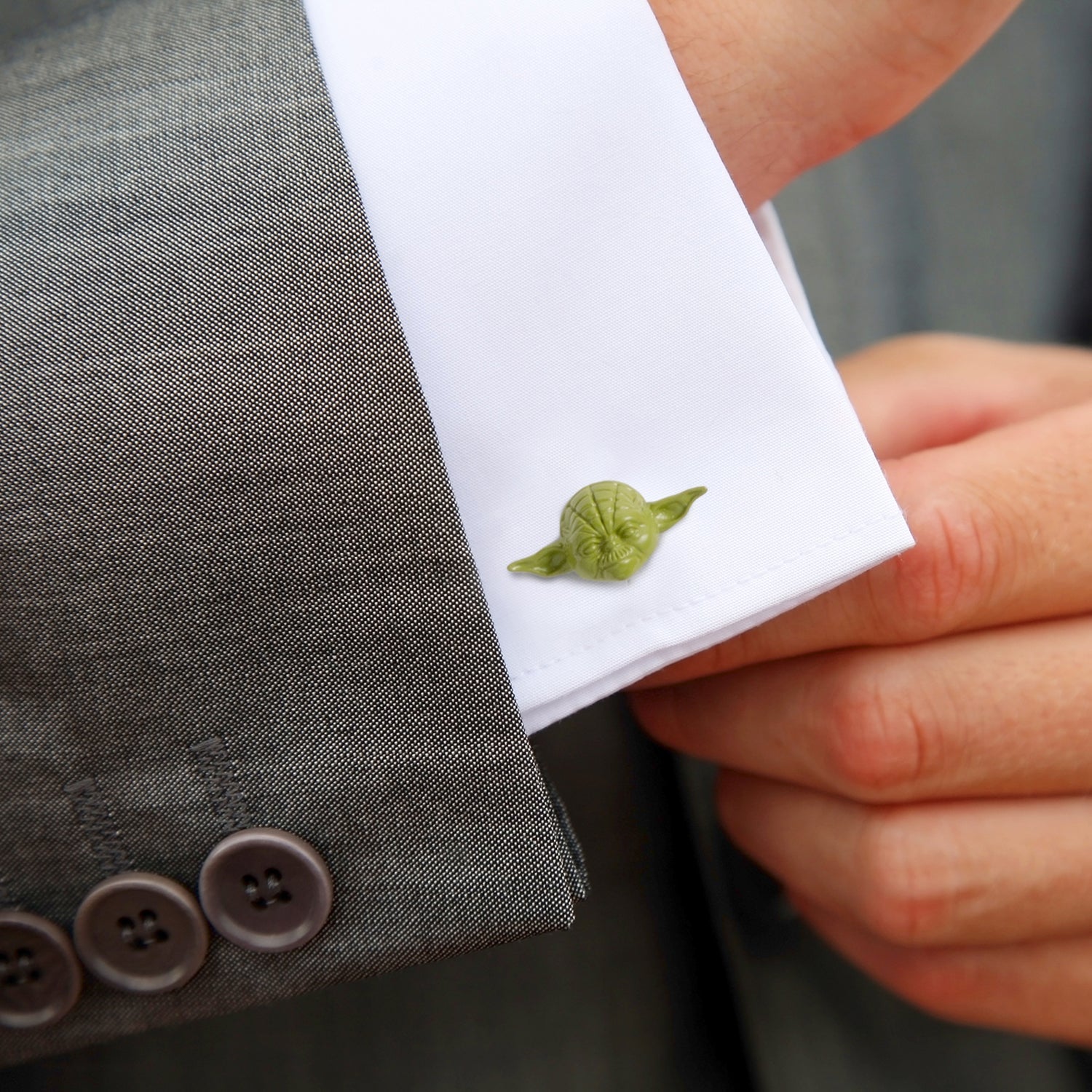 Star Wars 3D Yoda Cufflinks Green Jedi Master Character Design - Image 2