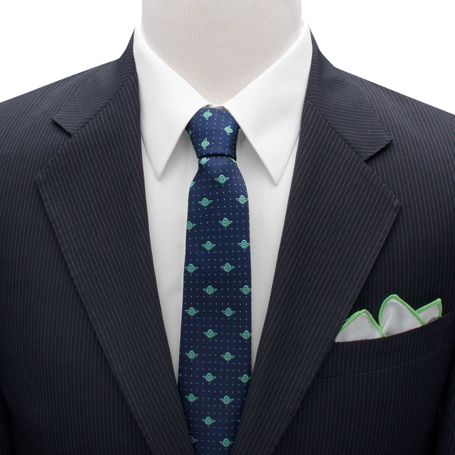 Star Wars Yoda Dotted Navy Silk Necktie for Formal Wear - Image 2