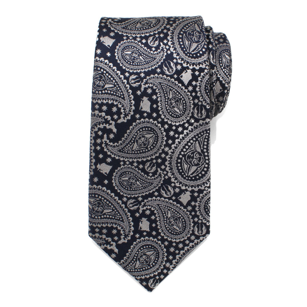 Star Wars Yoda Navy Paisley Silk Necktie - Image 3