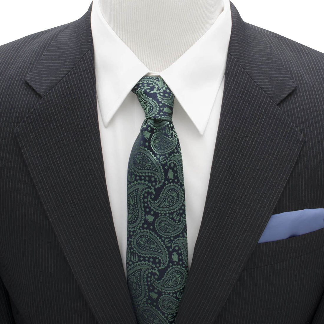 Star Wars Yoda Paisley Silk Tie in Green and Blue - Image 2
