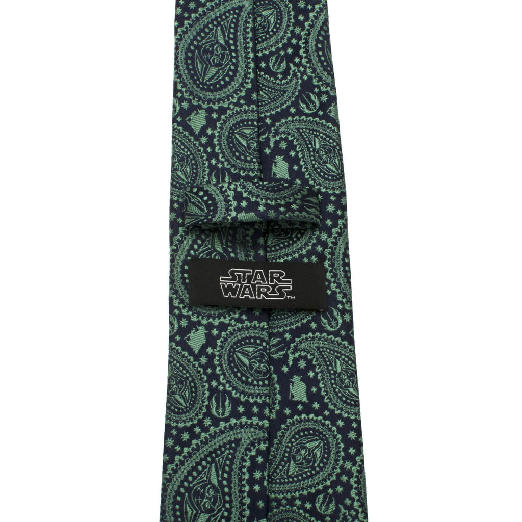Star Wars Yoda Paisley Silk Tie in Green and Blue - Image 4
