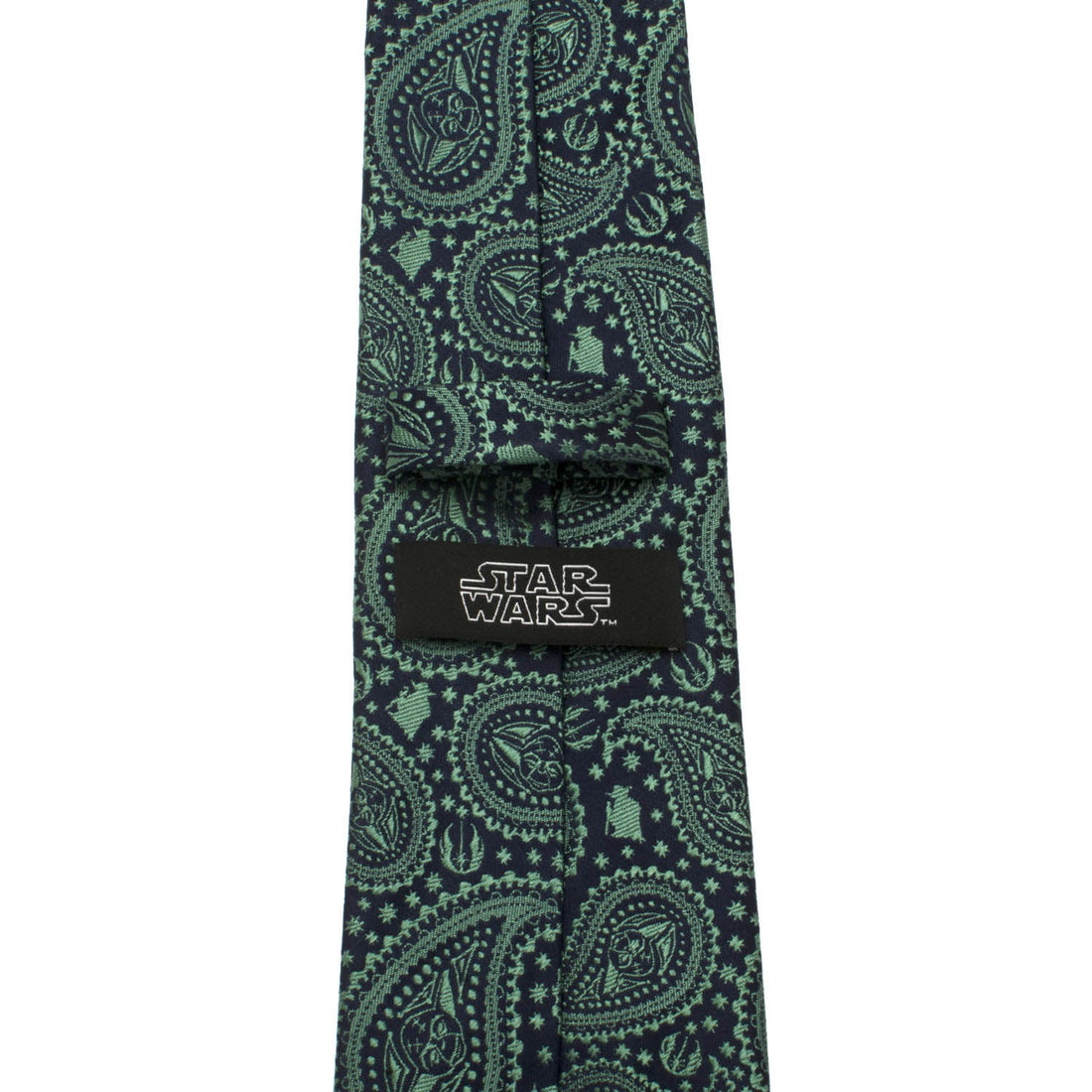 Star Wars Yoda Paisley Silk Tie in Green and Blue - Image 4