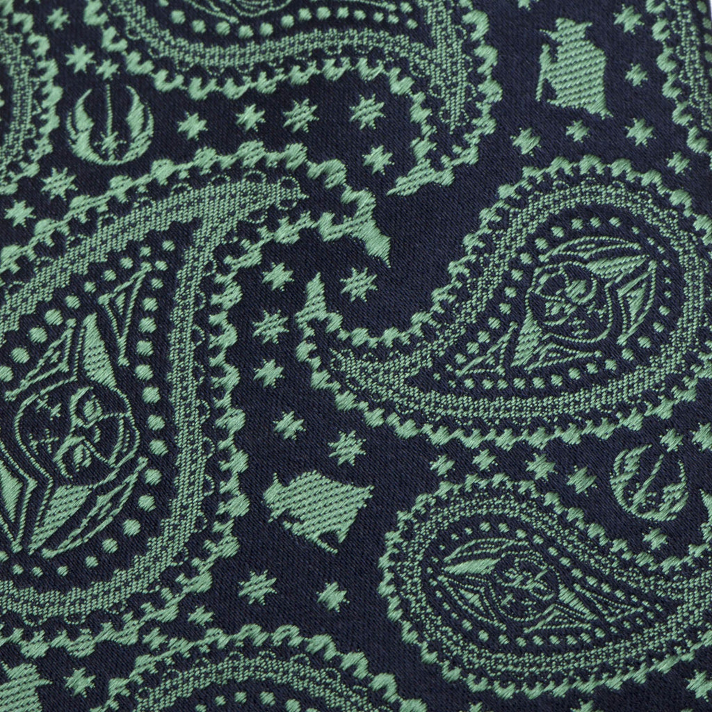 Star Wars Yoda Paisley Silk Tie in Green and Blue - Image 5