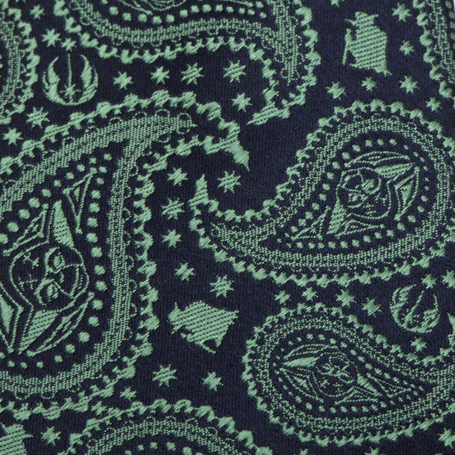 Star Wars Yoda Paisley Silk Tie in Green and Blue - Image 5