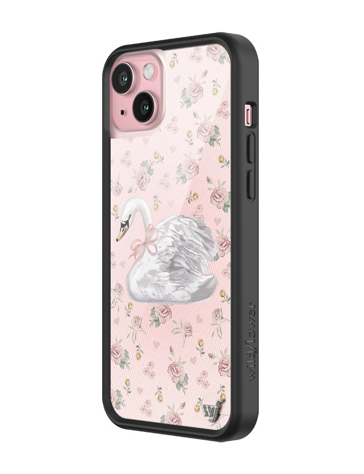 Sweet Swan iPhone Case in Baby Pink with Dainty Floral Print - Image 14
