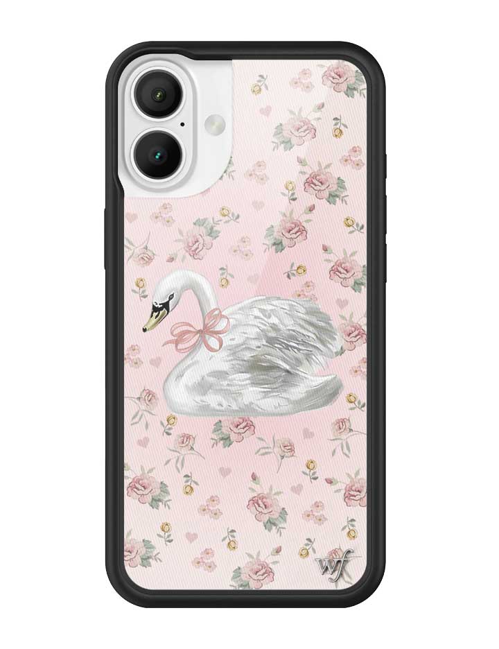 Sweet Swan iPhone Case in Baby Pink with Dainty Floral Print - Image 3