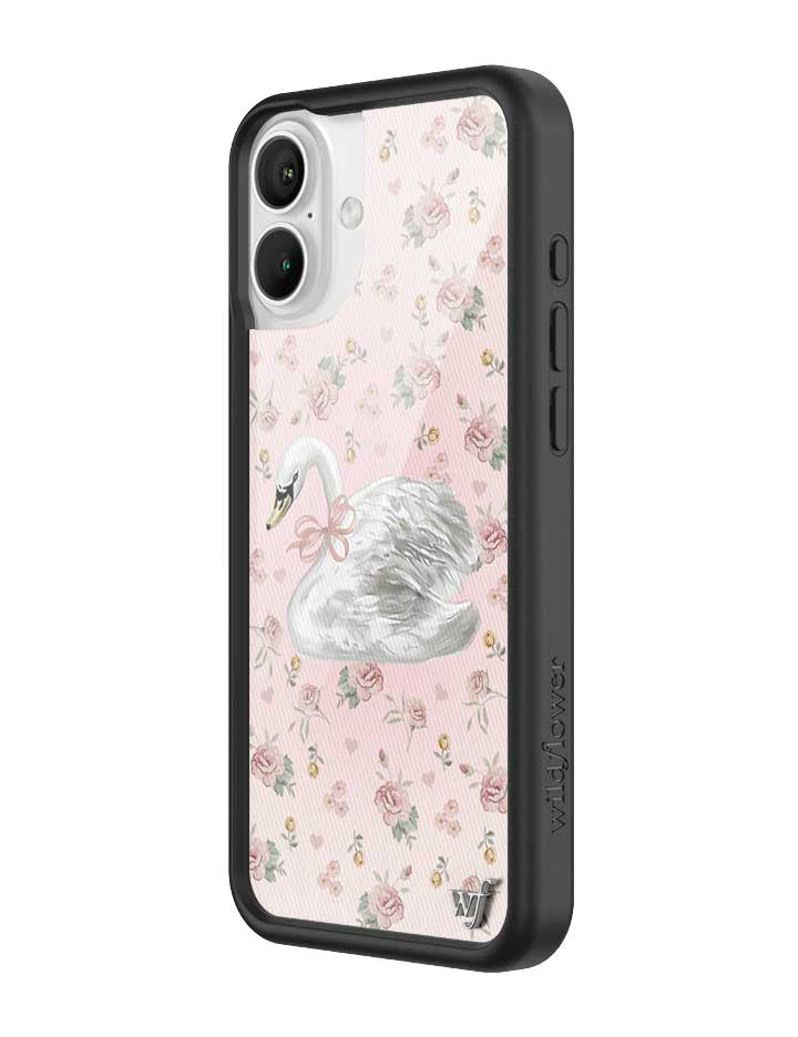 Sweet Swan iPhone Case in Baby Pink with Dainty Floral Print - Image 4