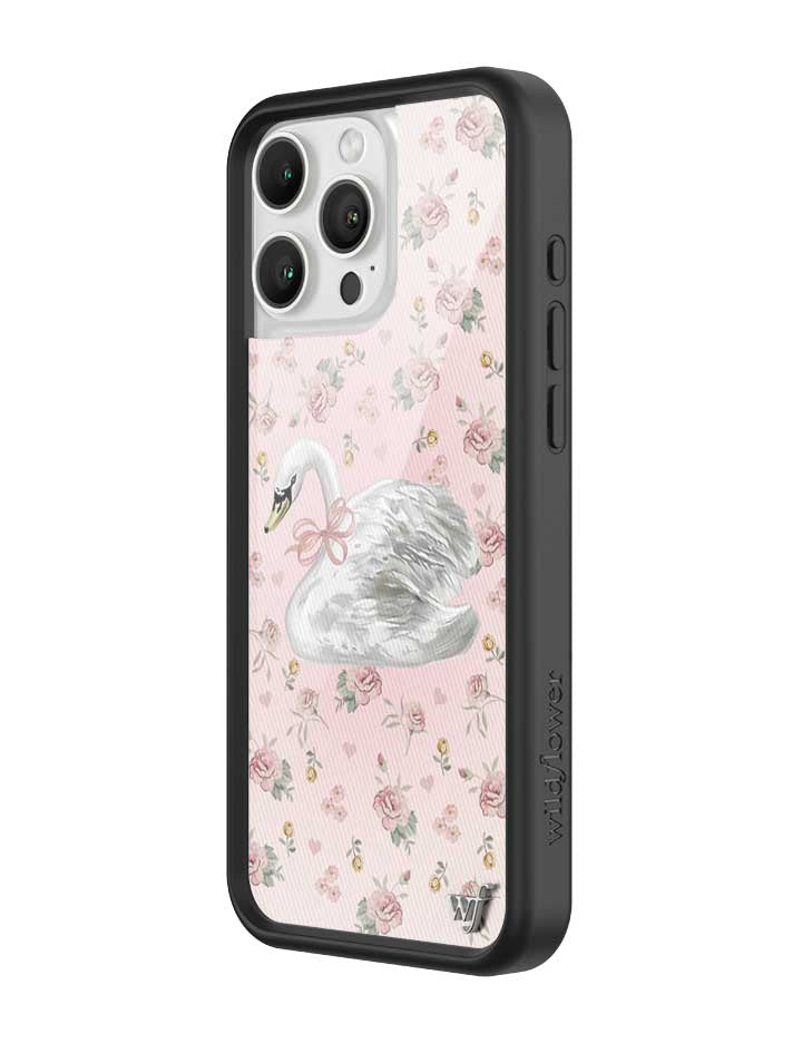 Sweet Swan iPhone Case in Baby Pink with Dainty Floral Print - Image 2