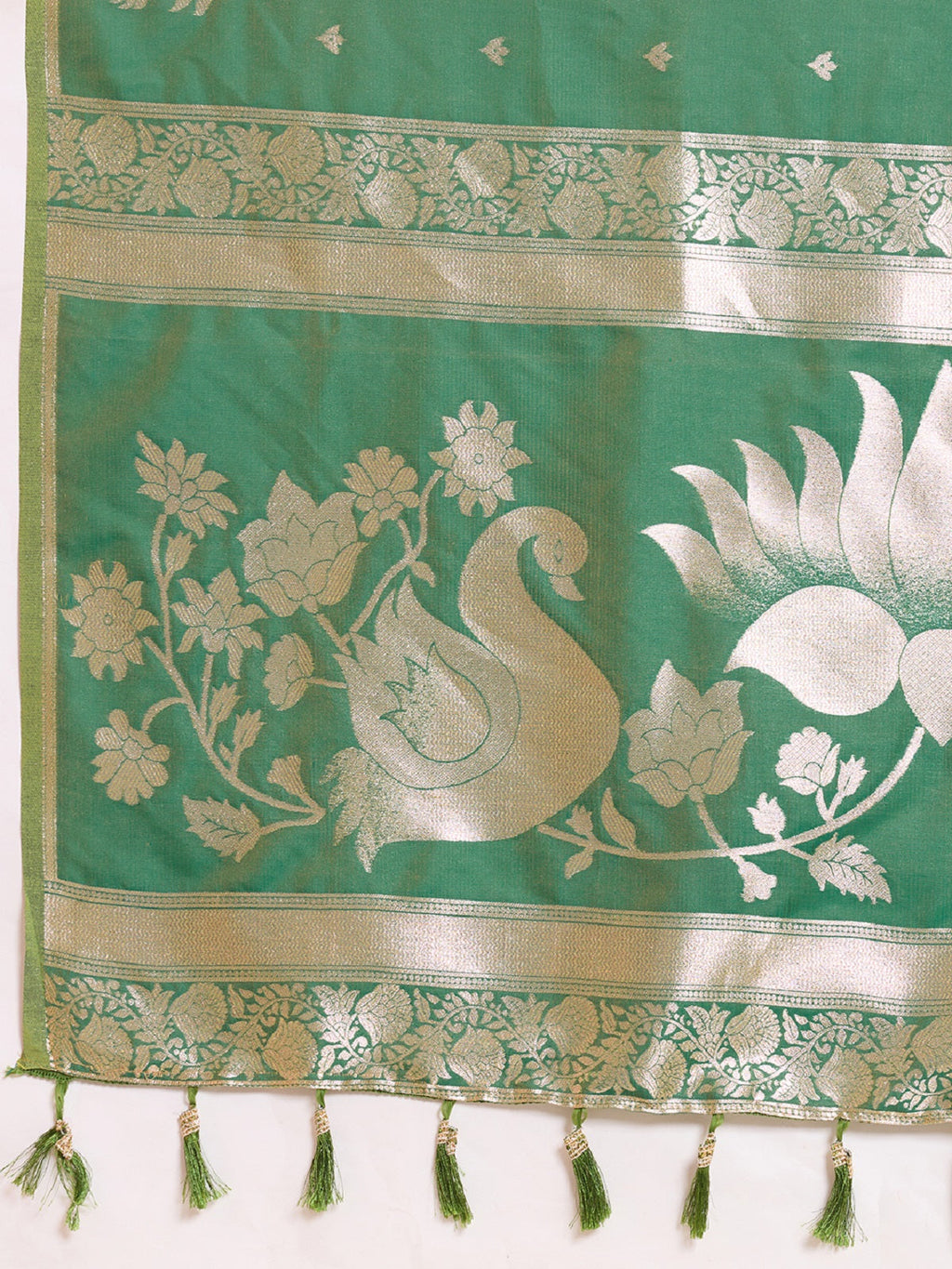 Green Paithani Silk Wedding Saree with All Over Jari Weaving