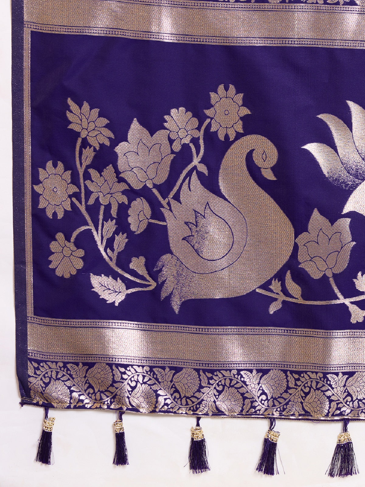 Royal Blue Paithani Silk Wedding Saree with Jari Weaving & Blouse