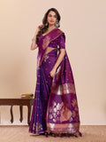 Dark Purple Paithani Silk Wedding Saree with Jari Weaving