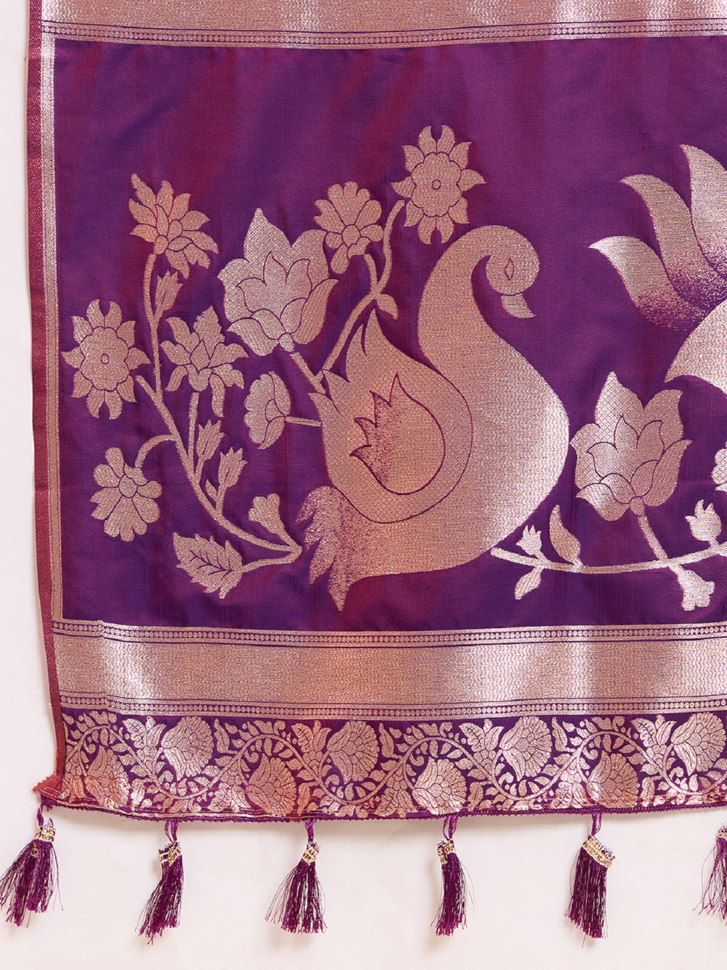 Dark Purple Paithani Silk Wedding Saree with Jari Weaving