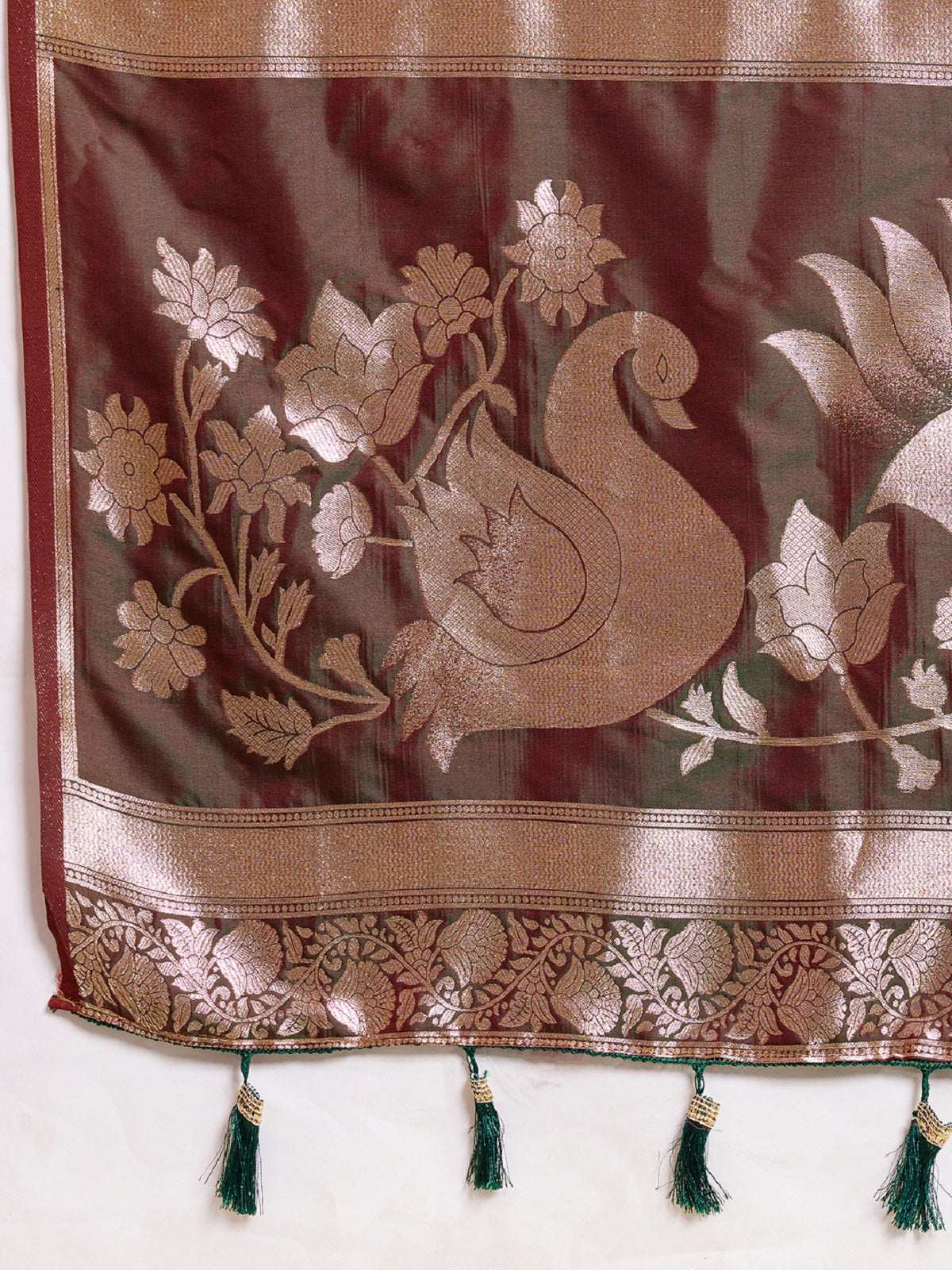 Chocolate Brown Paithani Silk Wedding Saree with Jari Weaving