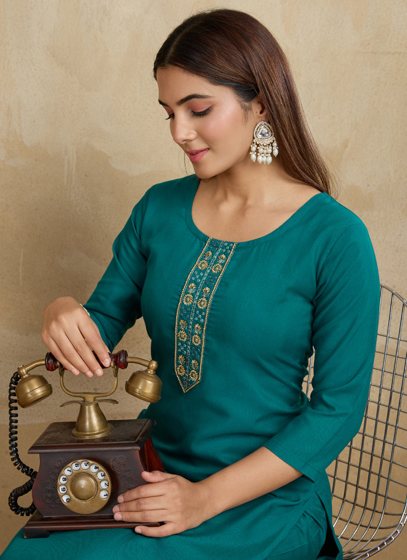 Rama Printed Cotton Blend Kurta Pant Set for Women Festive Wear