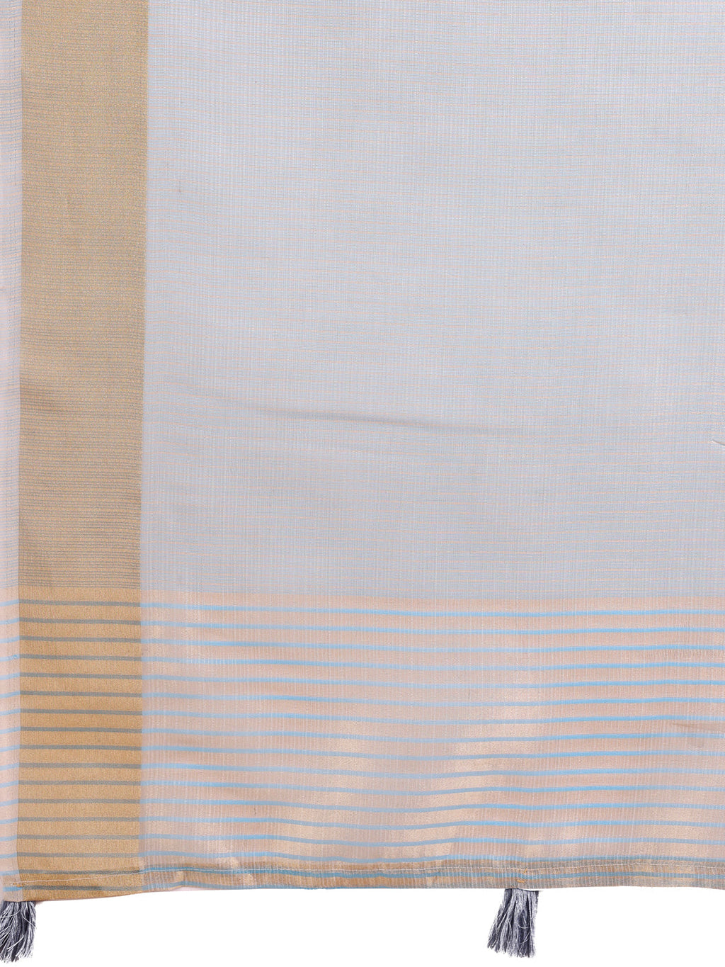 Grey Organza Saree with Golden Zari Border and Blouse Piece