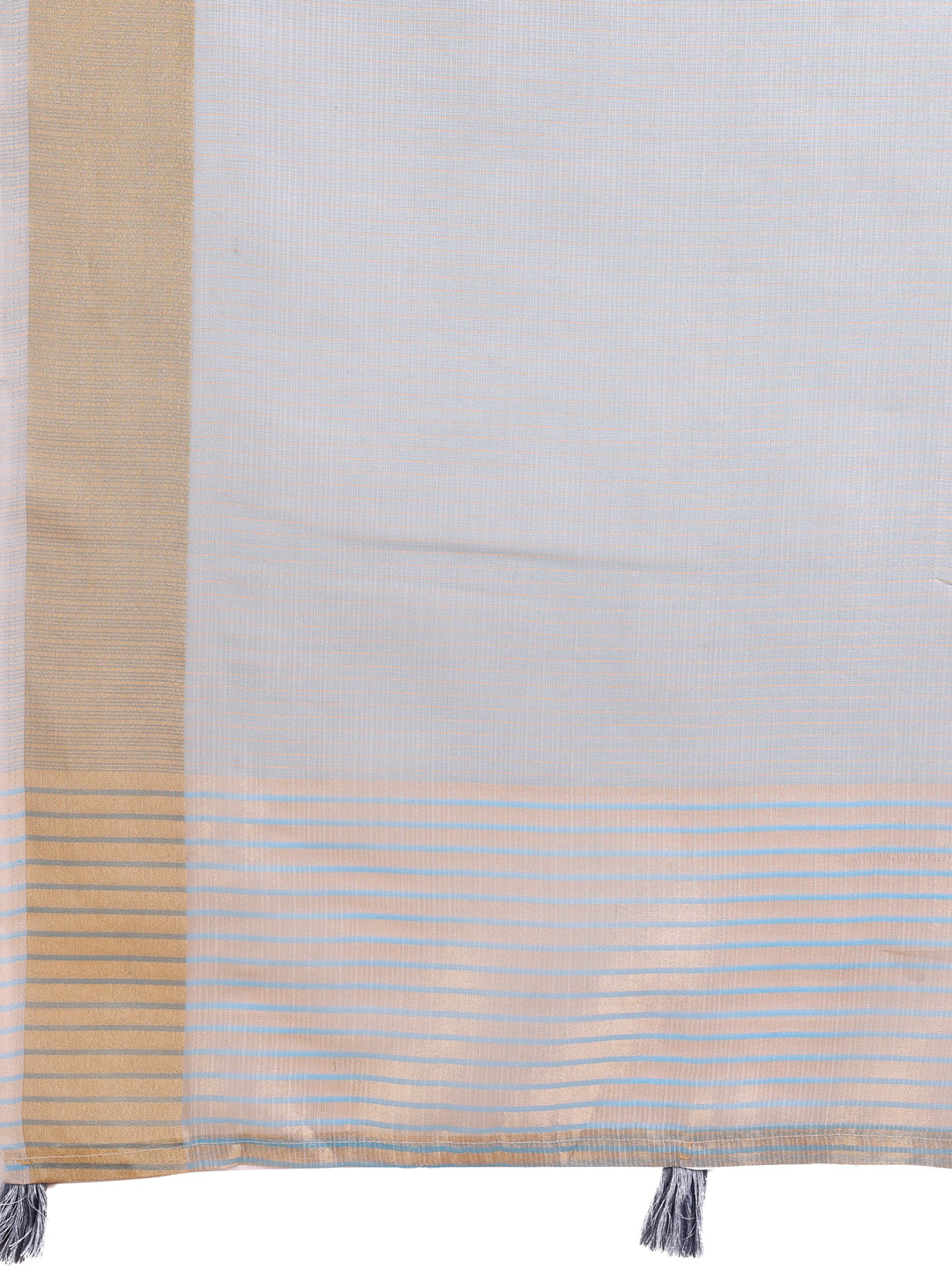 Grey Organza Saree with Golden Zari Border and Blouse Piece