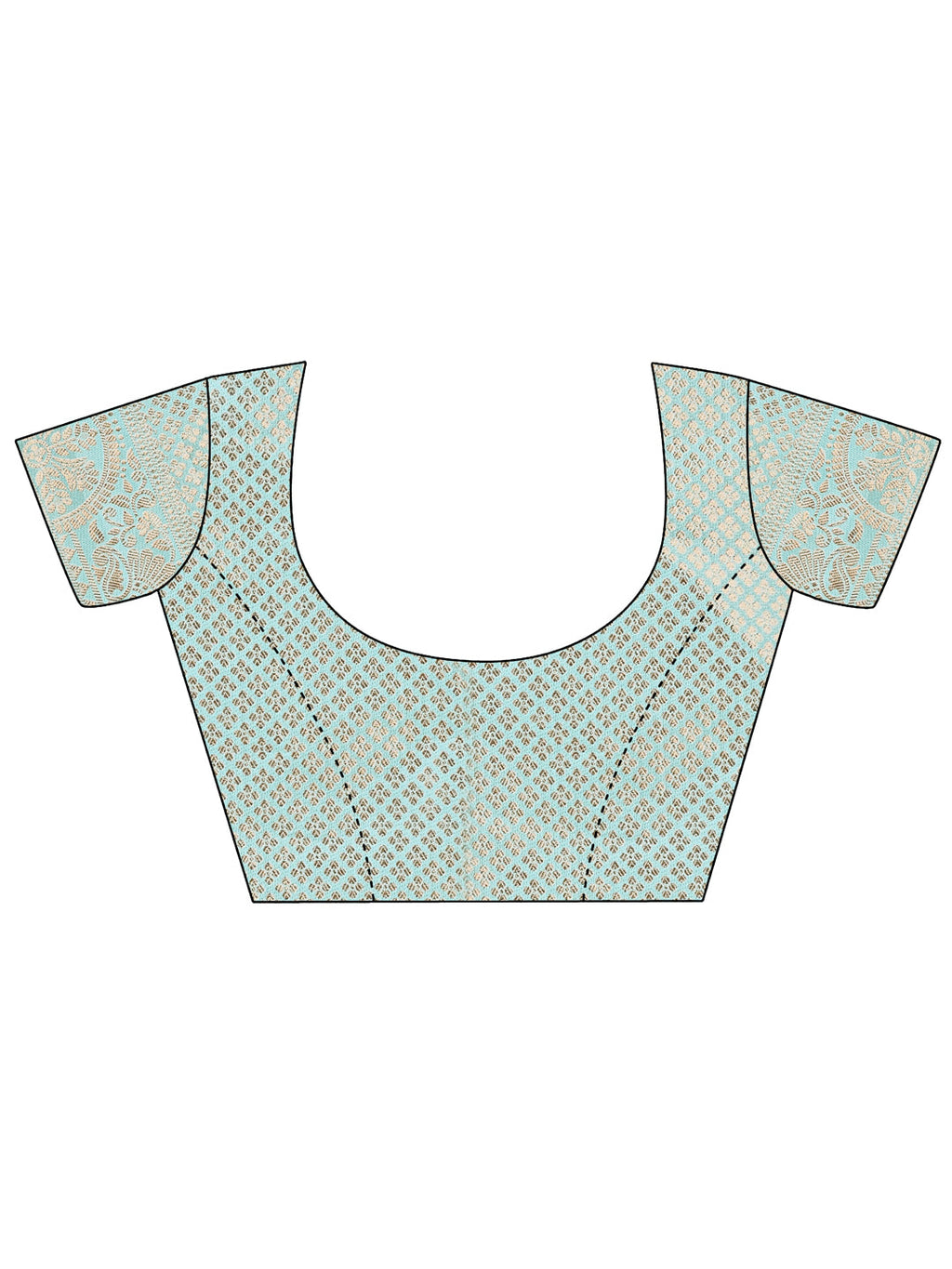 Teal Organza Saree with Traditional Zari Motifs