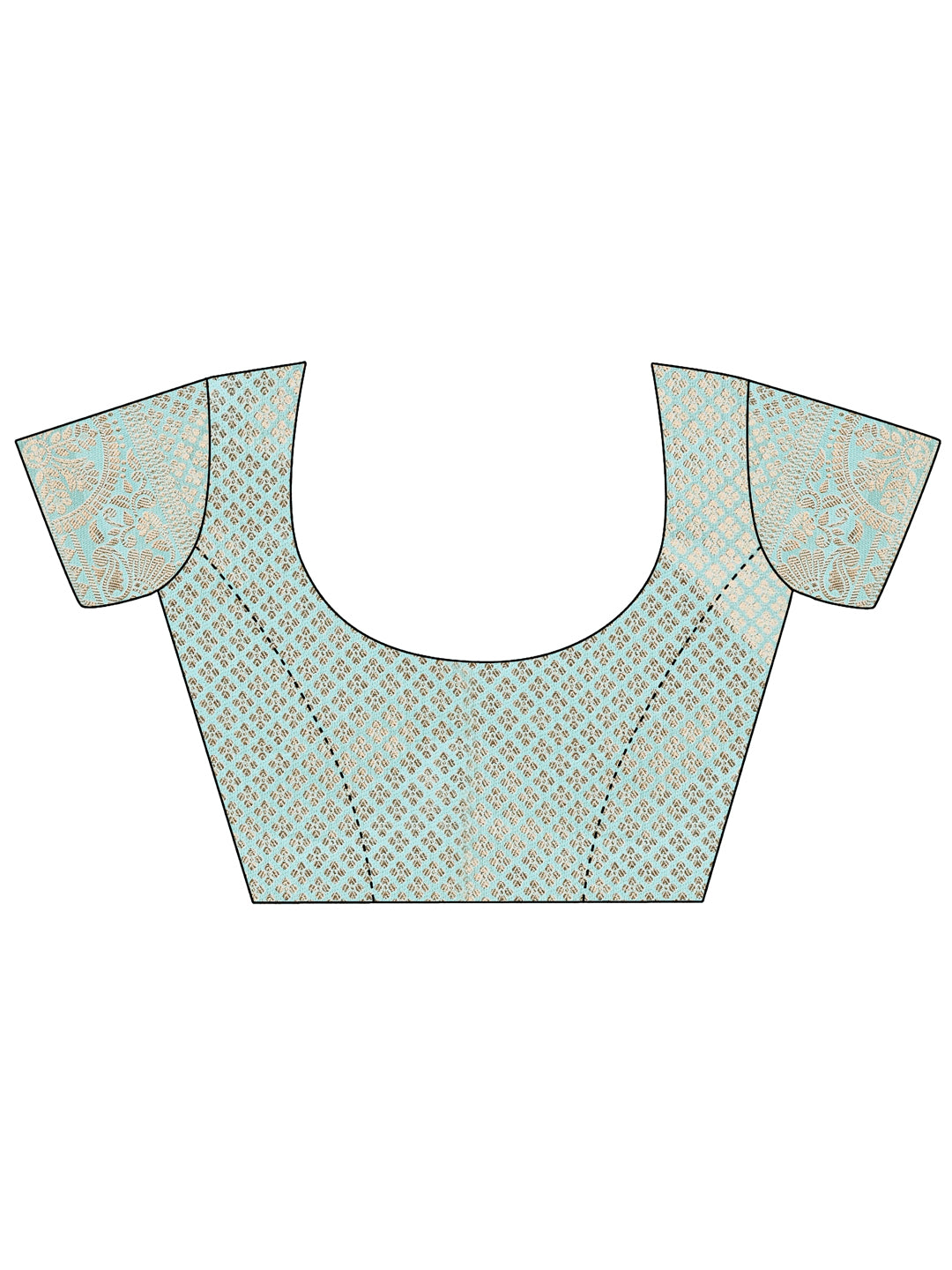 Teal Organza Saree with Traditional Zari Motifs