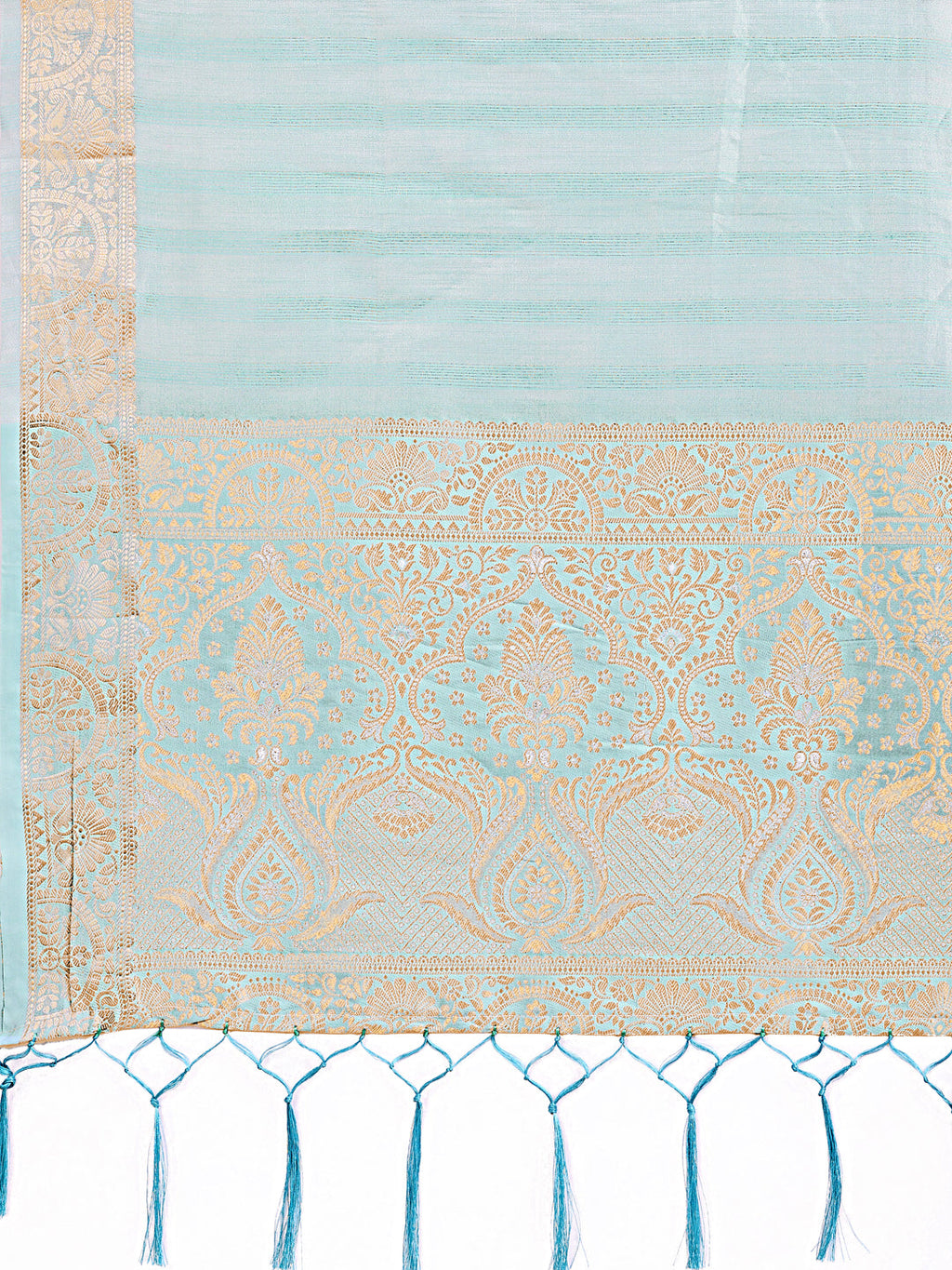 Light Blue Organza Saree with Zari Border