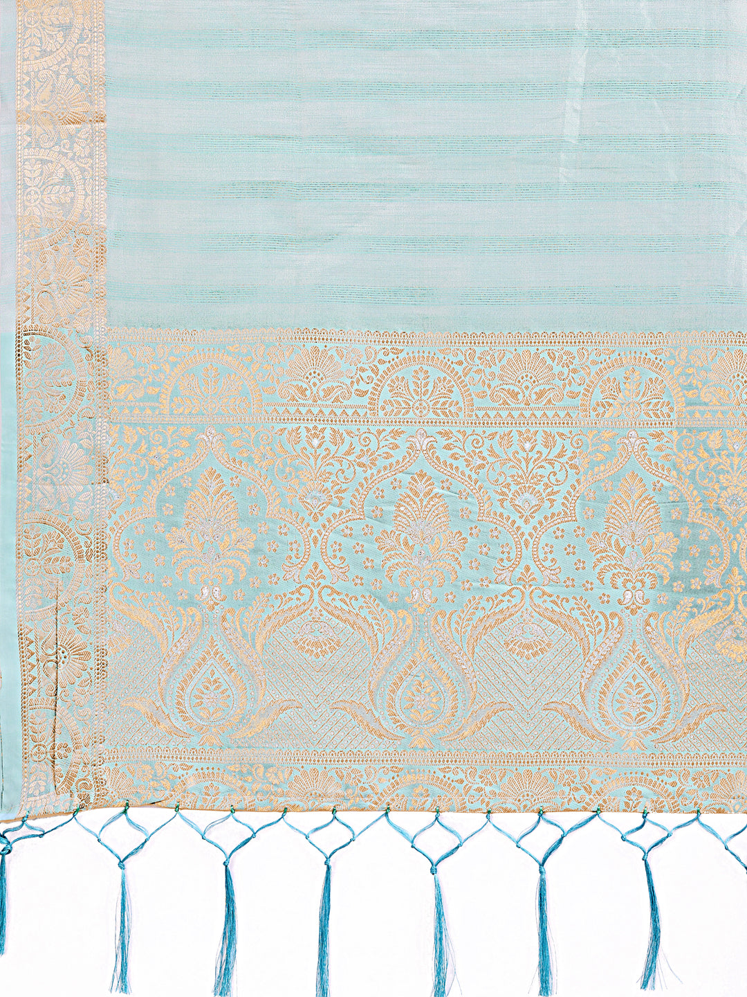Light Blue Organza Saree with Zari Border