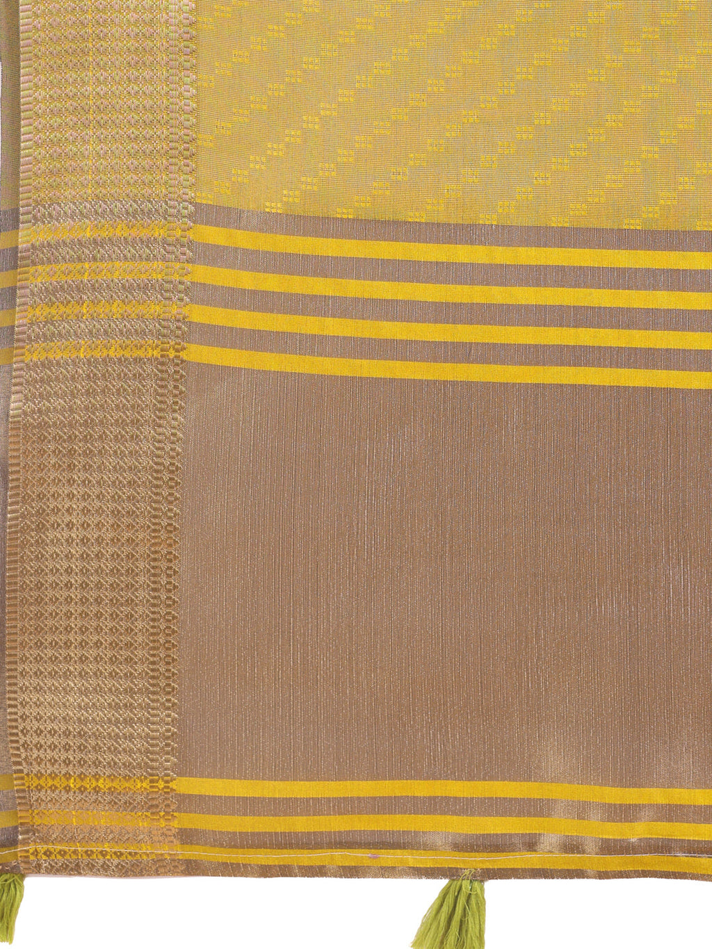 Mustard Organza Saree with Rich Golden Zari Border and Blouse Piece