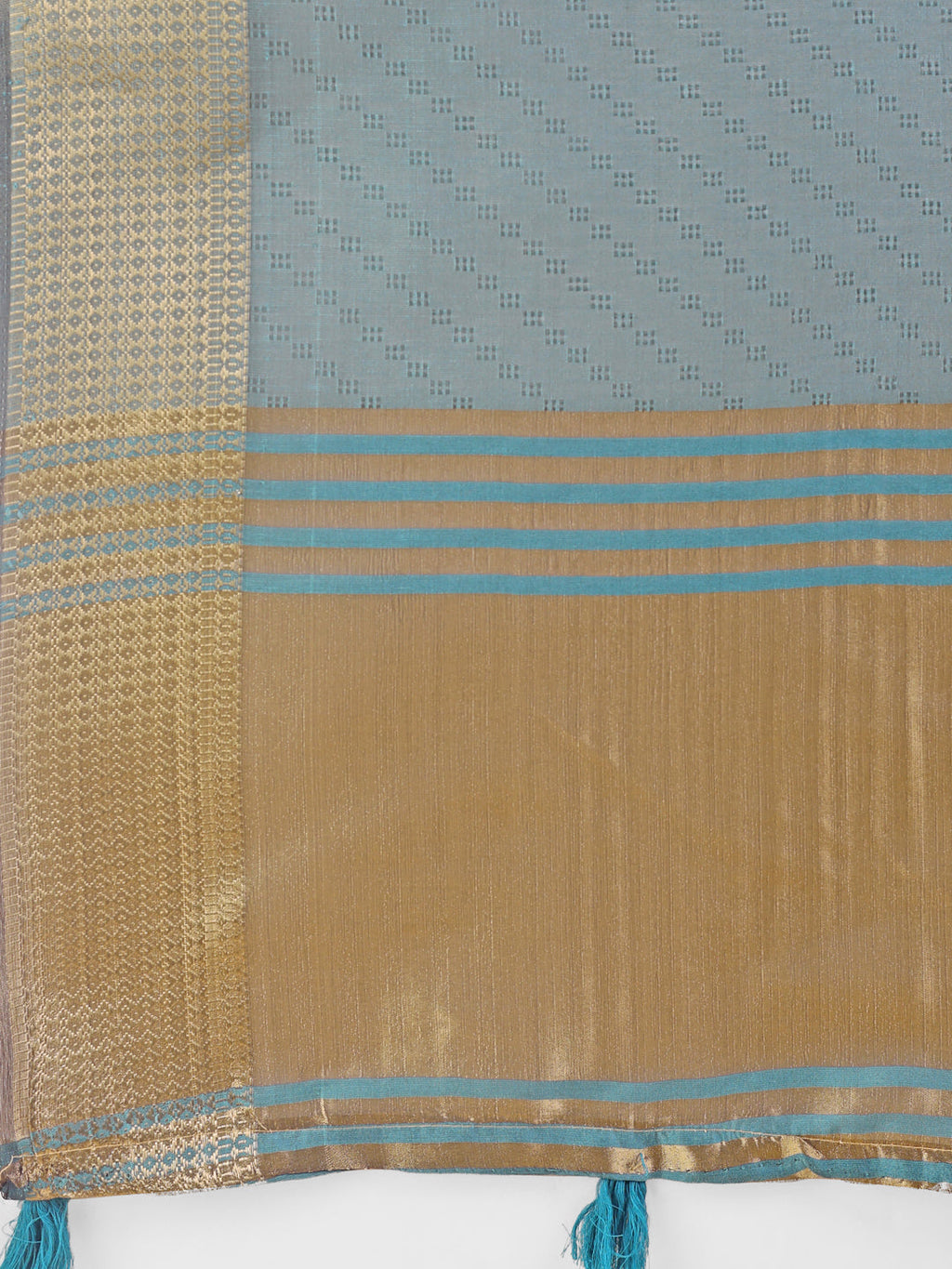 Sea Green Organza Saree with Golden Zari Border