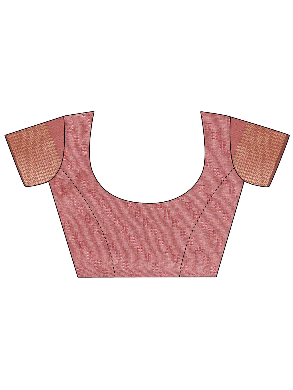 Peach Organza Saree with Golden Zari Border and Blouse